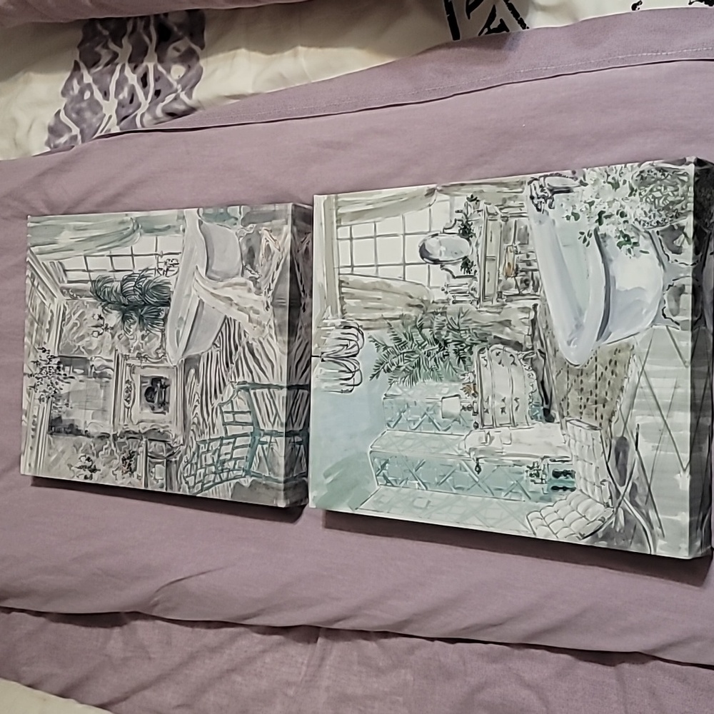 Set of 2 Fancy Bathroom Canvas Prints